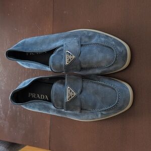 Prada blue suede loafer mens 8.5